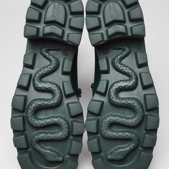 Gucci Green Rubber Short Horsebit Lug Sole Low Boots Size 6.5/37 - Picture 3 of 6